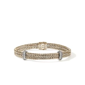Icon Link Bracelet, Gold, Diamonds, 6MM