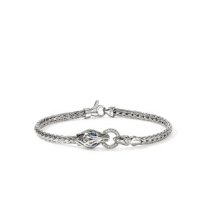 Naga Bracelet, Sterling Silver, Diamonds, Blue Sapphires, 3.5MM