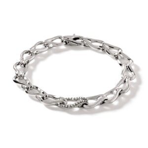 Surf Bracelet, Silver, Diamonds, 8.5MM