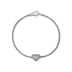 JH Essential Heart Bracelet, Sterling Silver, Diamonds, 1.8MM