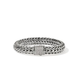 Icon Bracelet, Sterling Silver, Diamonds, 10.5MM