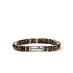 Heishi Bracelet, Sterling Silver, Tiger Eye, 8MM