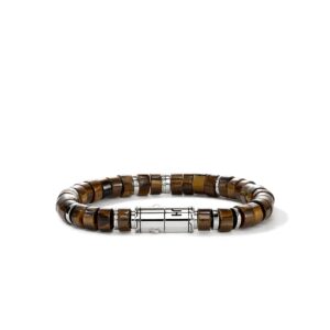 Heishi Bracelet, Sterling Silver, Tiger Eye, 8MM