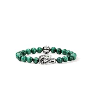 Legends Cobra Bracelet, Sterling Silver, Malachite, 8MM