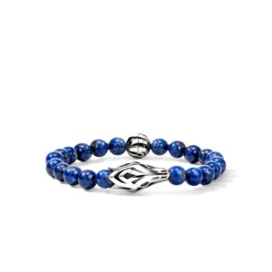 Naga Beaded Bracelet, Sterling Silver, Lapiz Lazuli, 8MM
