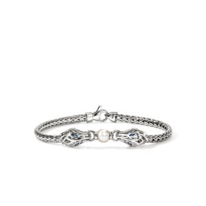 Naga Bracelet, Sterling Silver, Pearl, Blue Sapphire, 3.5MM