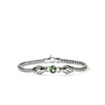 Naga Bracelet, Sterling Silver, Green Tourmaline, Diamond 3.5MM