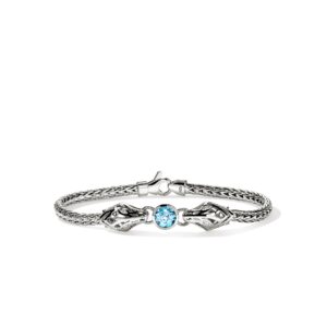 Naga Bracelet, Sterling Silver, Blue Topaz, Diamond 3.5MM