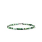 Heishi Bracelet, Hardstones, Emeralds, Sterling Silver, 4MM