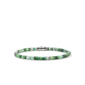 Heishi Bracelet, Hardstones, Emeralds, Sterling Silver, 4MM