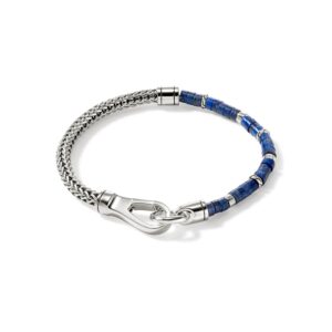 Heishi Chain Bracelet, Sterling Silver, Hardstones, 4MM