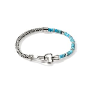 Heishi Chain Bracelet, Sterling Silver, Hardstones, 4MM