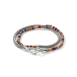 Heishi Chain Wrap, Sterling Silver, Hardstones, 4MM