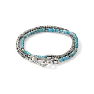 Heishi Chain Wrap, Sterling Silver, Hardstones, 4MM