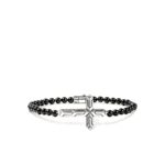 Icon 50 Cross Bracelet, Sterling Silver, Black Onyx, 4MM