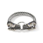 Naga Bracelet, Gold, Silver, Diamonds, 10.5MM