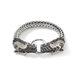 Naga Bracelet, Gold, Silver, Diamonds, 10.5MM
