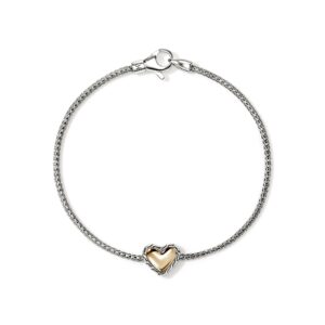 JH Essential Heart Bracelet, Sterling Silver, Gold, 1.8MM