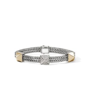 Icon Stud Bracelet, Gold, Sterling Silver, Diamonds, 6MM