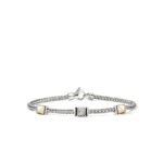 Icon Stud Bracelet, Gold, Sterling Silver, Diamonds,  2.5MM