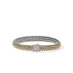 Icon Bracelet, Reversible, Gold, Sterling Silver, Diamonds, 7.5MM