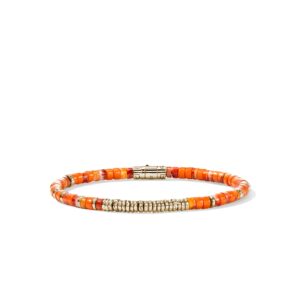 Heishi Bracelet, Gold, Sterling Silver, Spiny Oyster, 4MM
