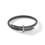 Spear Flex Cuff, Dark Silver, Diamonds, 5.5MM