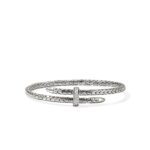 Spear Flex Cuff, Sterling Silver, Diamonds, 4MM