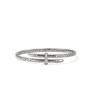 Spear Flex Cuff, Sterling Silver, Diamonds, 4MM
