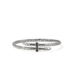 Spear Flex Cuff, Sterling Silver, Black Sapphire, 4MM