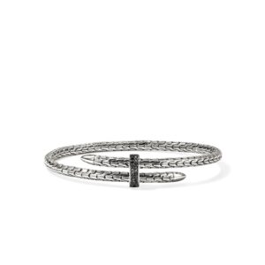 Spear Flex Cuff, Sterling Silver, Black Sapphire, 4MM