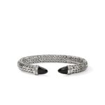 Spear 50 Flex Cuff, Sterling Silver, Black Onyx, Diamonds