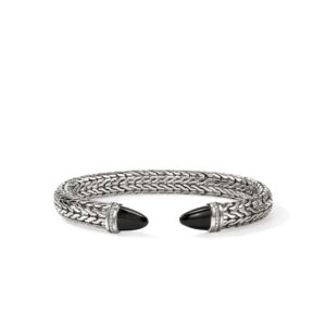 Spear 50 Flex Cuff, Sterling Silver, Black Onyx, Diamonds