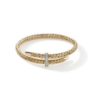 Spear Flex Cuff, Gold, Diamonds, 5.5MM