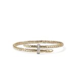 Spear Flex Cuff, Gold, Diamonds, 4MM