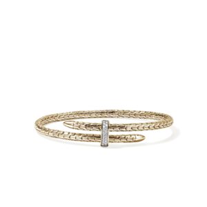 Spear Flex Cuff, Gold, Diamonds, 4MM