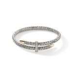 Spear Flex Cuff, Sterling Silver, Gold, Diamonds, 5.5MM