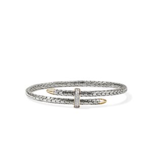 Spear Flex Cuff, Gold, Sterling Silver, Diamonds, 4MM