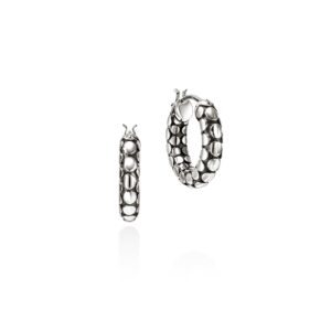 Dot Hoop Earrings, Sterling Silver, 15MM
