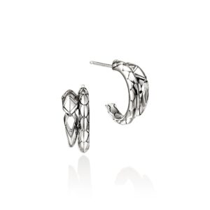 Naga Hoop Earrings, Sterling Silver