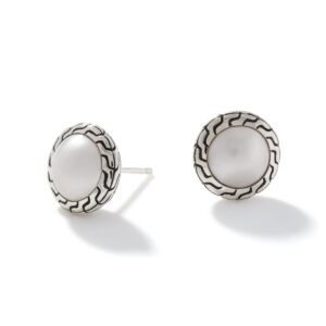 Pearl Stud Earrings, Sterling Silver