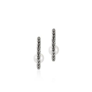 JH Essential Pearl Hoop Earring, Sterling Silver, 20MM