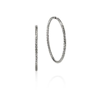 JH Essential Flex Hoop Earrings, Sterling Silver, 50MM