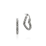 JH Essential Heart Hoop Earrings, Sterling Silver, 21MM