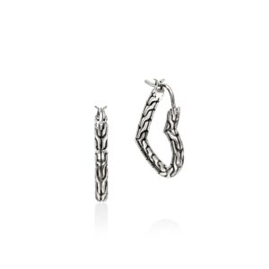 JH Essential Heart Hoop Earrings, Sterling Silver, 21MM