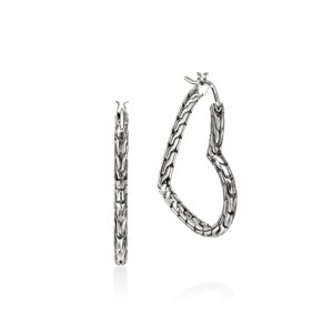 JH Essential Heart Hoop Earrings, Sterling Silver, 31.7MM