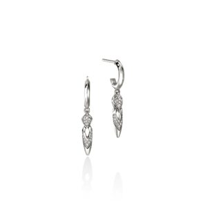 Naga Drop Earrings, Sterling Silver, Diamonds