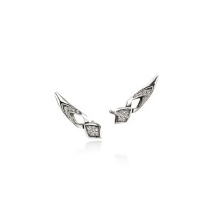 Naga Earrings, Sterling Silver, Diamonds