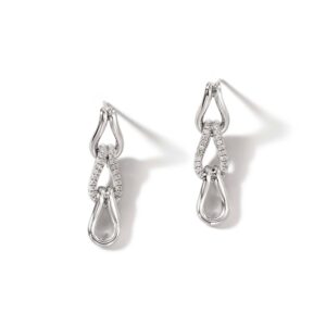 Surf Link Earrings, Sterling Silver, Diamonds