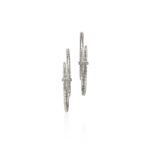 Spear Hoop Earring, Sterling Silver, Diamonds, 50MM